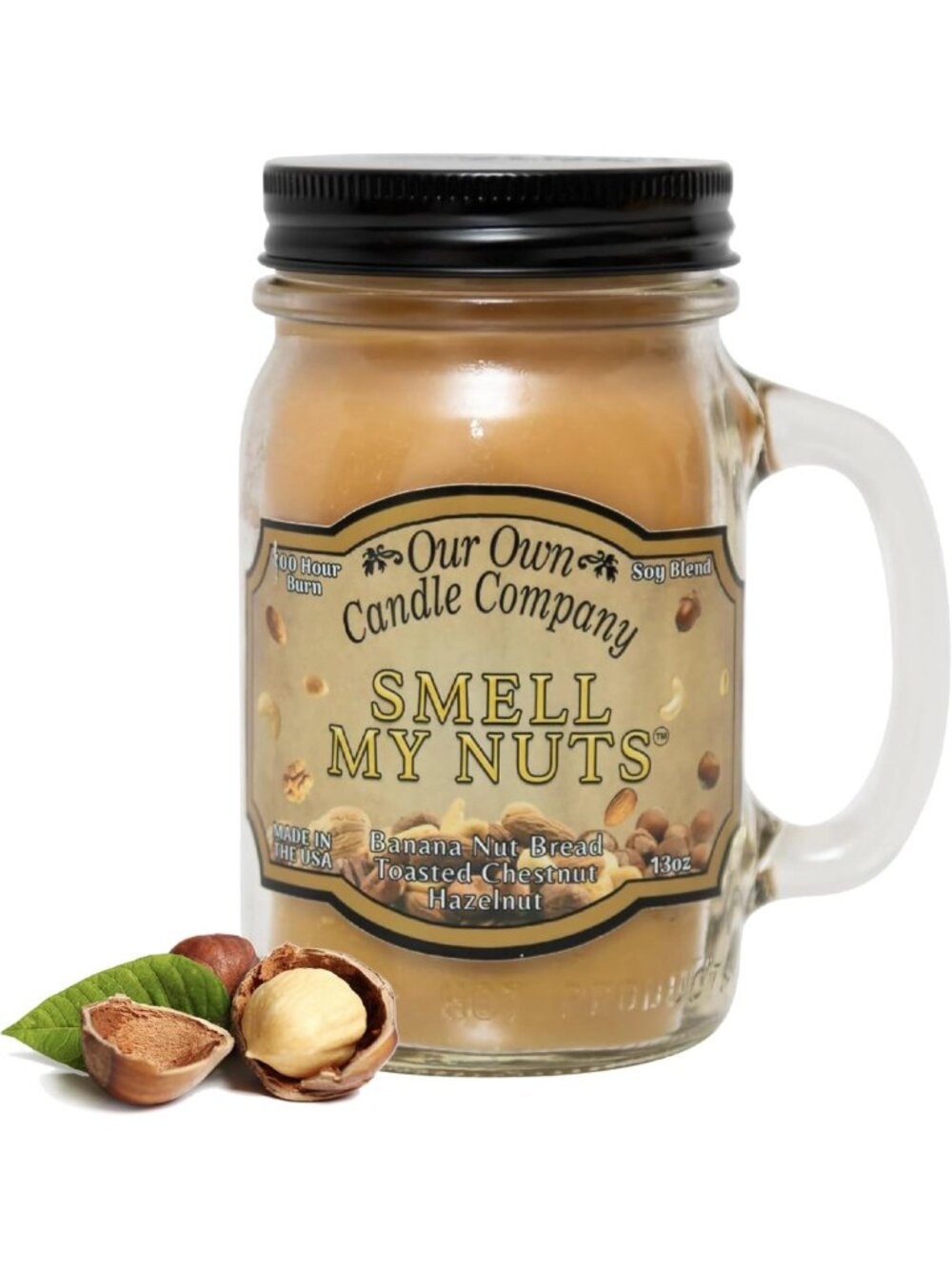 Scented 13oz Mason Jar Candle Set - Banana Nut Bread, Toasted Coconut, Hazelnut